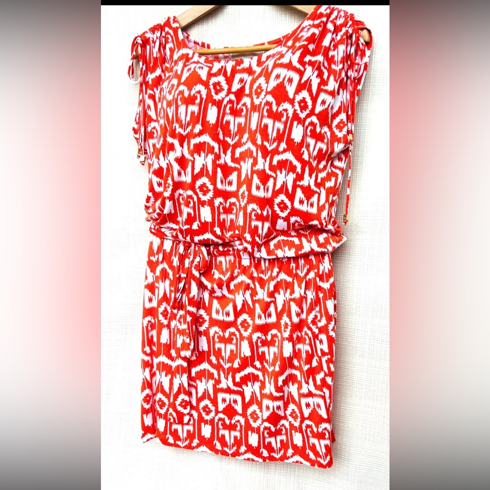 Vintage Y2K Beach Cover Up Dress Ikat Print Resort Festival Michael Kors